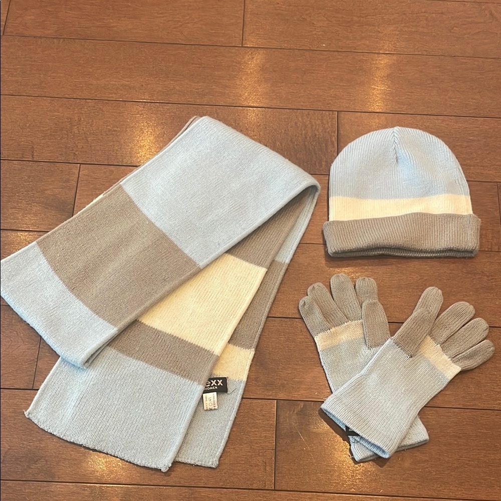 Blue and Gray Women’s Winter Accessory Set